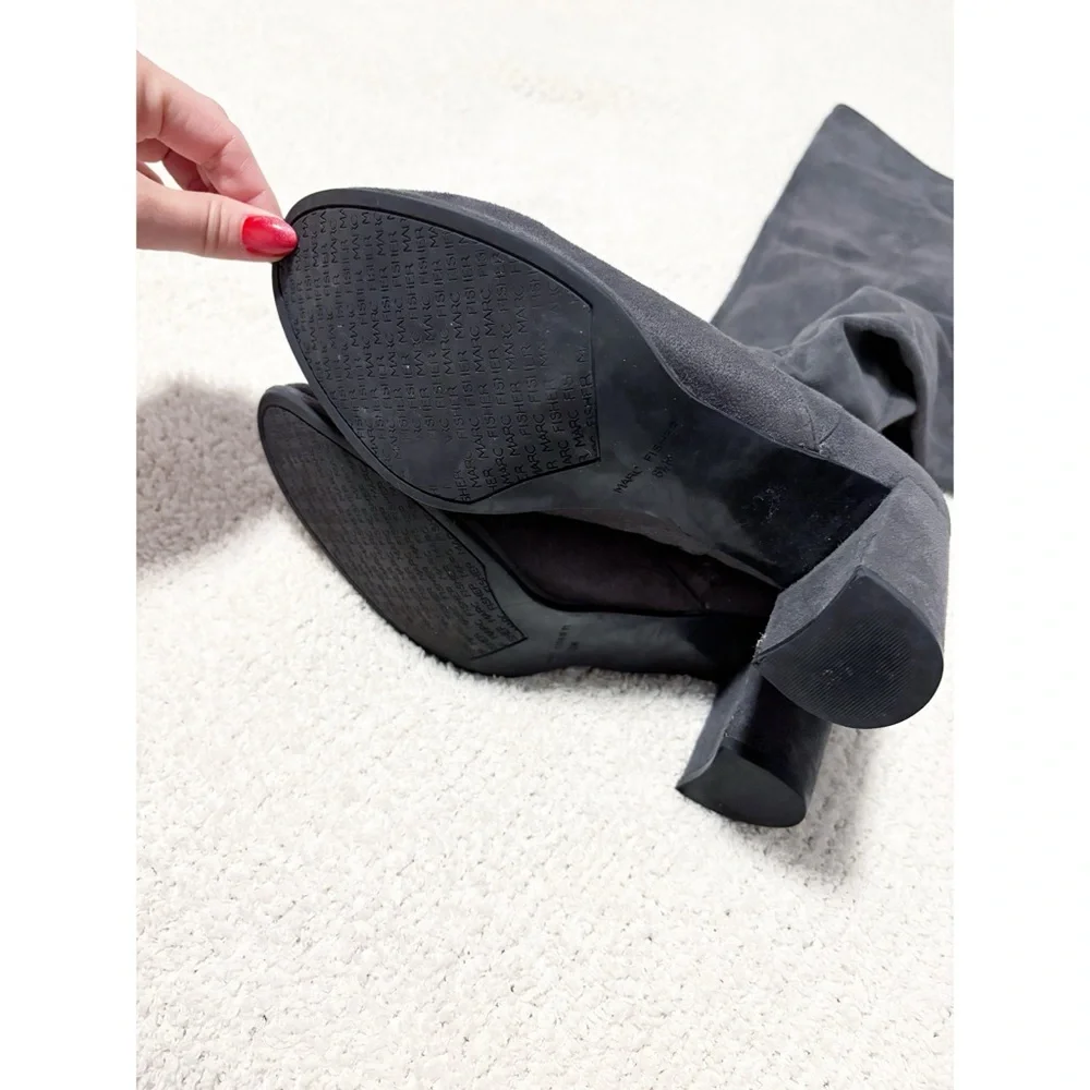 Marc Fisher Dark Gray‎ Over The Knee Boots Faux Suede